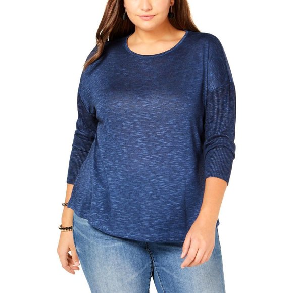 INC Plus Sz-3X Soft Contrast-Sleeve Sweater NWT - Picture 4 of 5